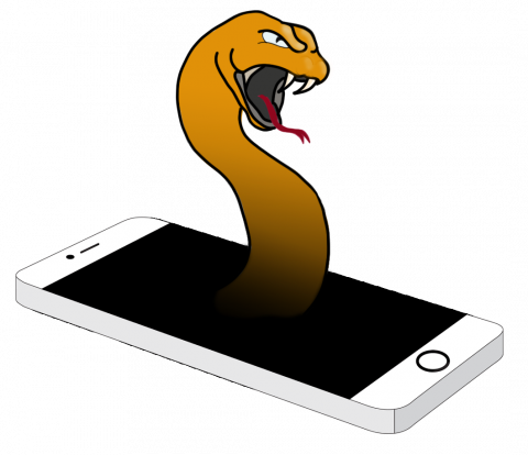 Snake emerging from smartphone